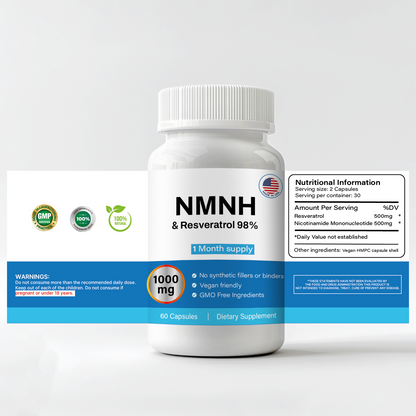 NMNH & Resveratrol 98% – 1000mg (60 Capsules)